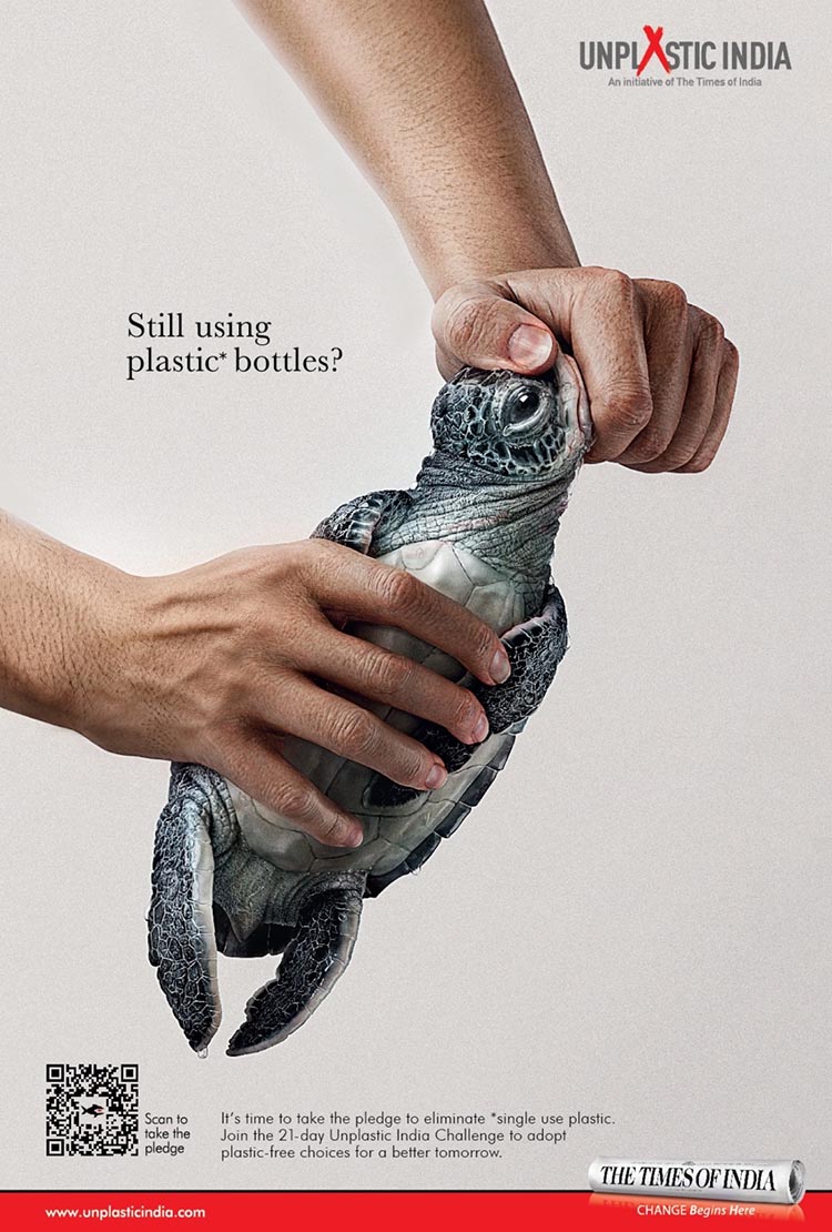 حیوانات دریایی، قربانی استفاده از بطری‌های پلاستیکی