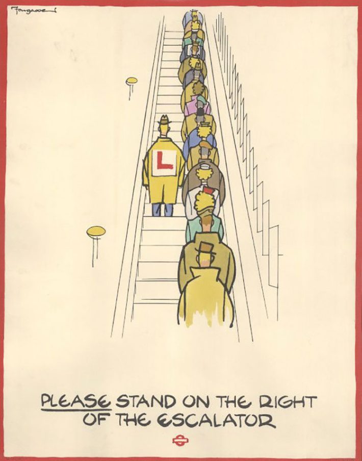 5.لطفا در سمت راست پله برقی بایستید؛ 1944 پوستر مترو لندن