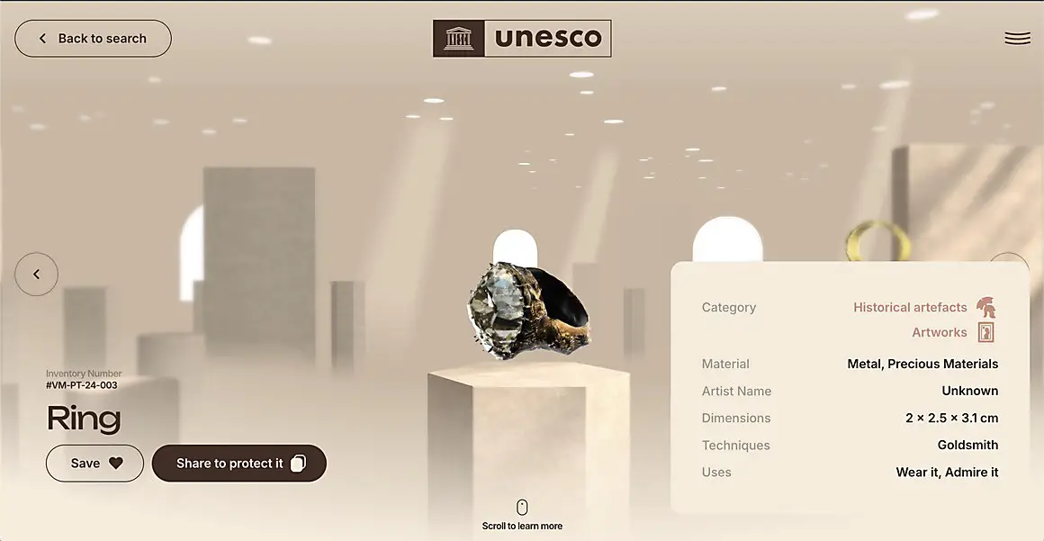 موزه مجازی یونسکو ؛ آبجکت